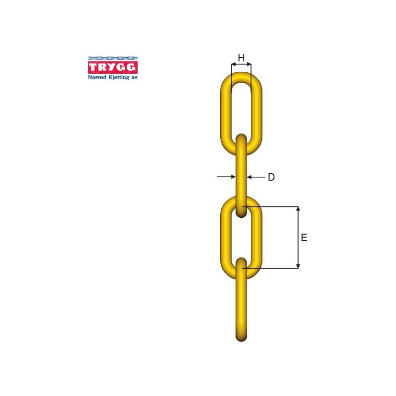 Alloy steel chains — Grade 8, Long link (HLL-9-8–LL-32-8) — manufacturer dimension drawing