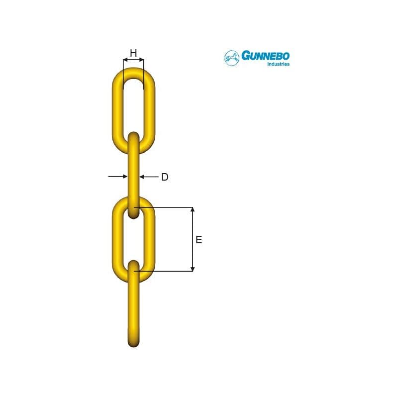 Alloy steel chains — Grade 8, Long link (HLC-9-8–LLU-22-8) — manufacturer dimension drawing