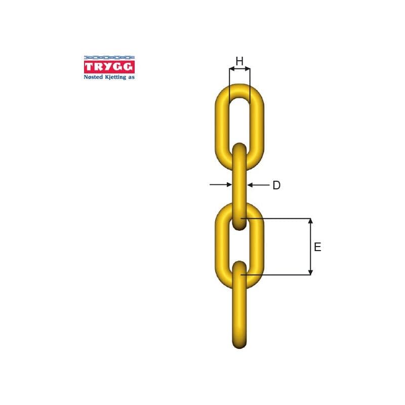 Alloy steel chains — Grade 8, Mid link (MLL-13-8–MLL-22-8) — manufacturer dimension drawing