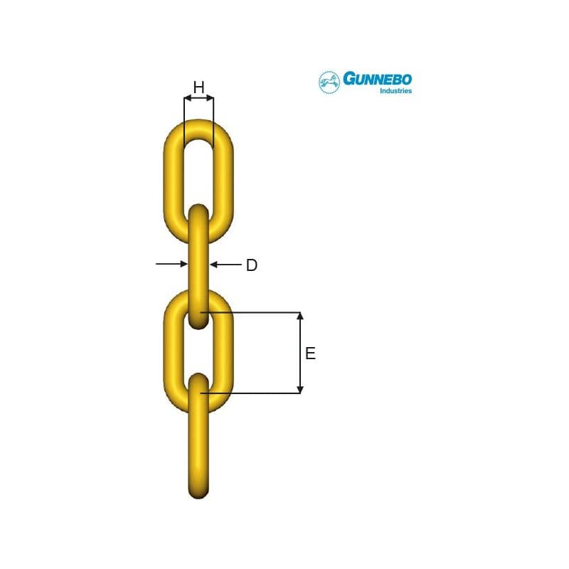 Alloy steel chains — Grade 8, Mid link (MLF-10-8–MLF-26-8) — manufacturer dimension drawing