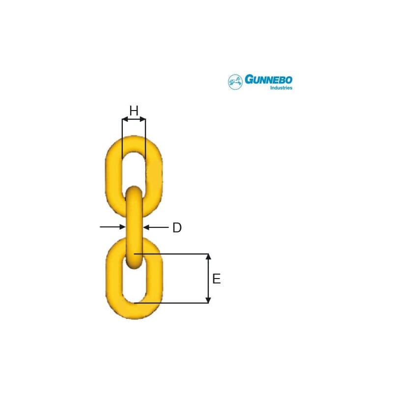 Alloy steel chains — Grade 8, Short link (KLF-7-8–KLF-22-8) — manufacturer dimension drawing