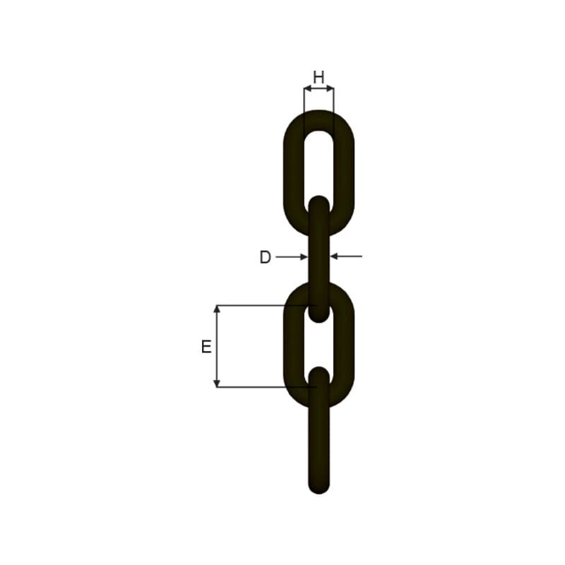 Alloy steel chains — Grade 95, Mid link, Selfcolored (MLL-13-95–MLL-22-95) — manufacturer dimension drawing