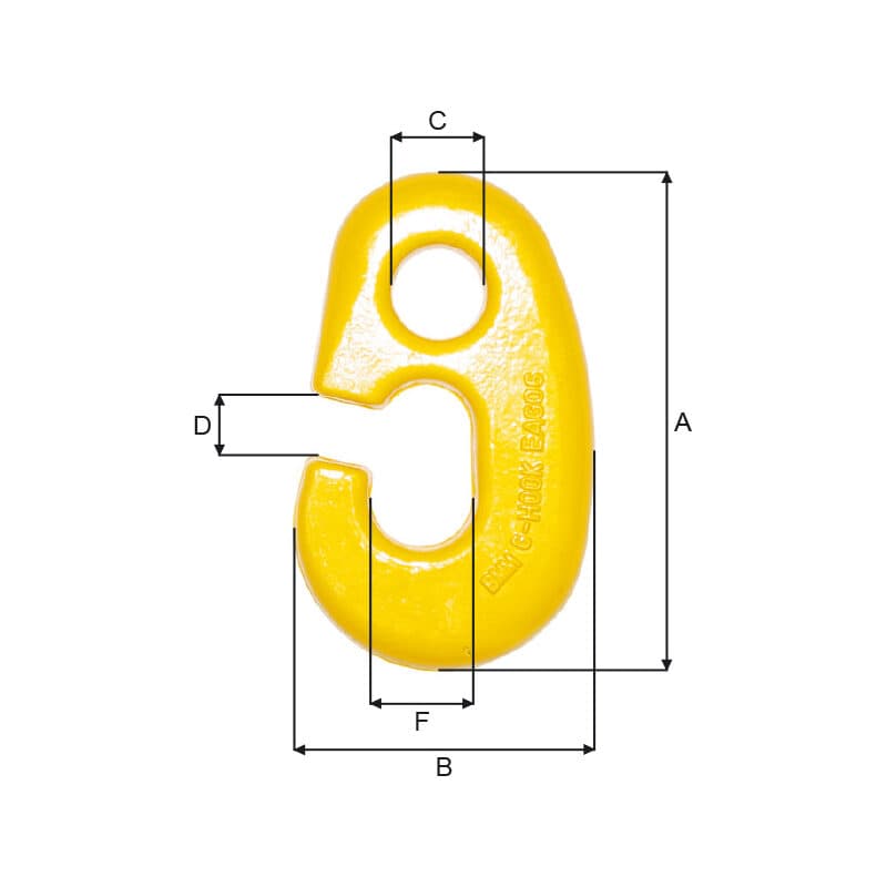 G-hooks — High tensile steel (EAG04–EAG06) — manufacturer dimension drawing