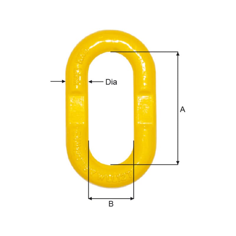 Master links (EVM08XL–EVM200) — manufacturer dimension drawing