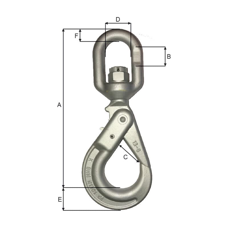 Safety hooks (CLE07C-D–CEL16C-D) — manufacturer dimension drawing