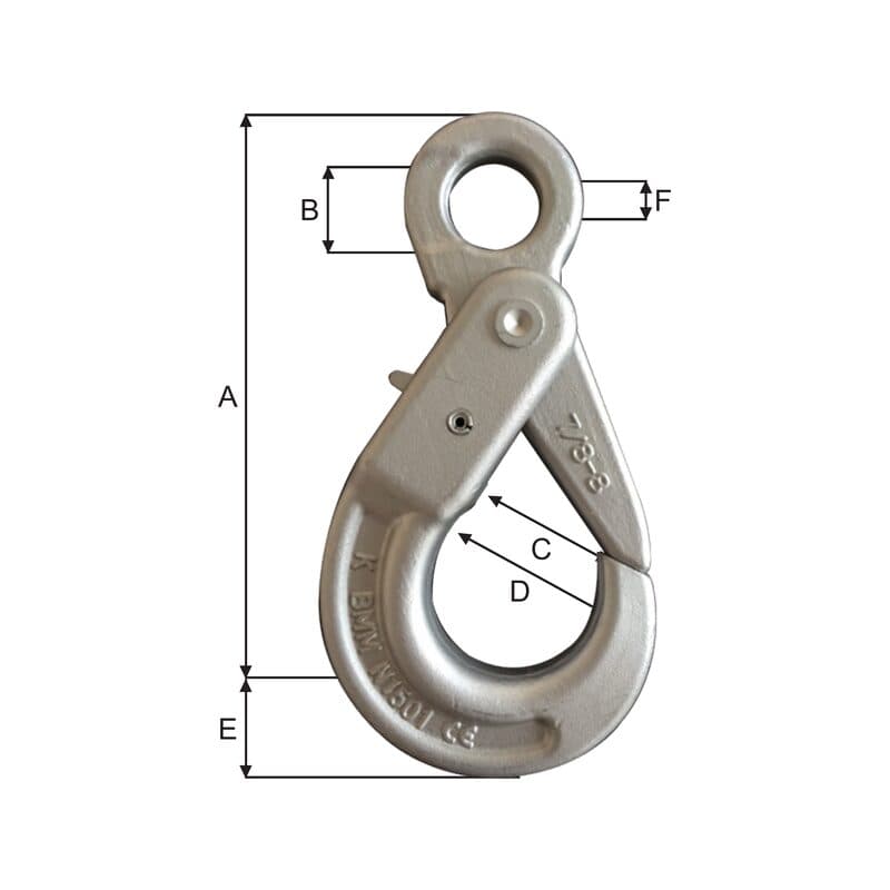Safety hooks — Dacromet surface treatment — manufacturer dimension drawing
