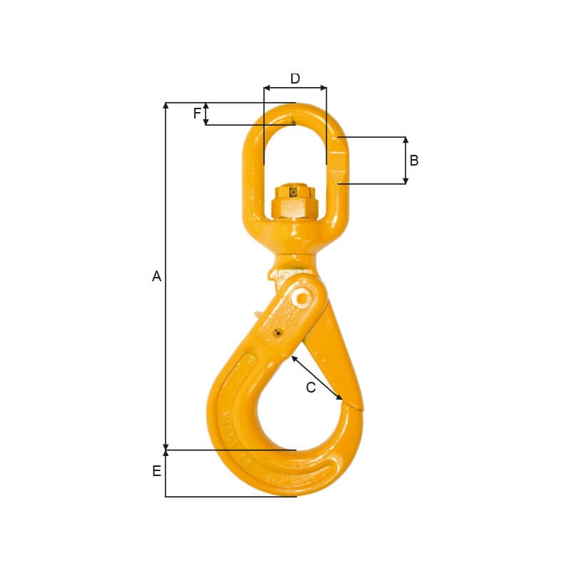 Safety hooks — With swivel eye — manufacturer dimension drawing