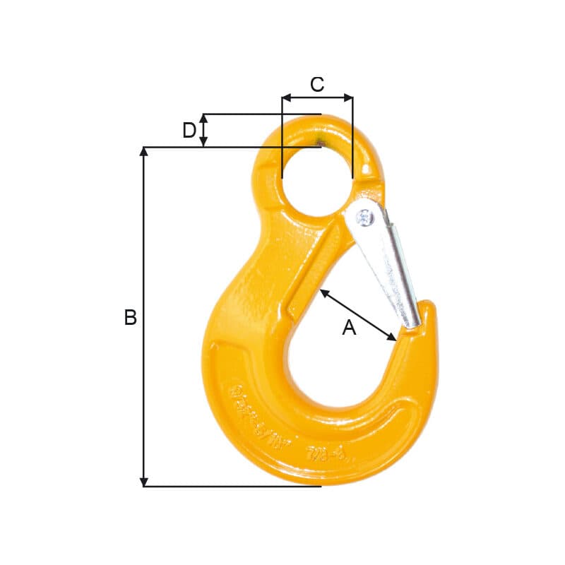 Sling hooks — With latch — manufacturer dimension drawing
