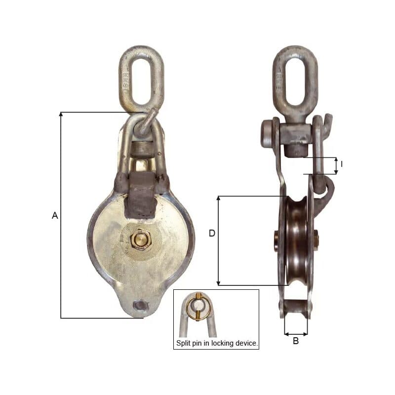 Snatch blocks — Galvanized (KS2–KS6) — manufacturer dimension drawing