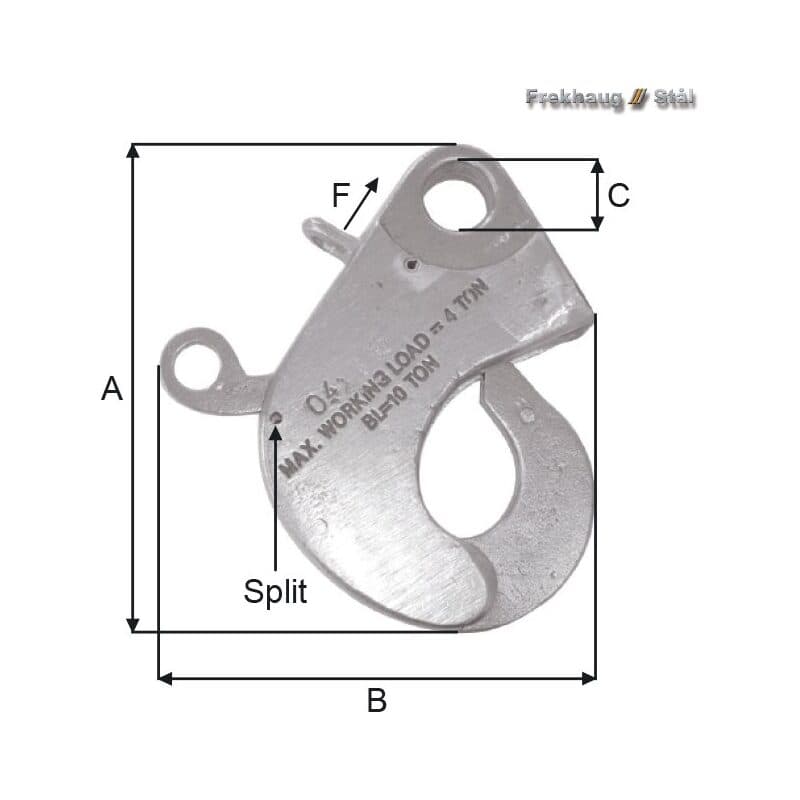 Quick release hooks — Stainless steel — manufacturer dimension drawing