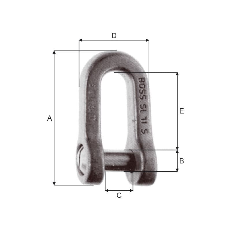 Shackles — Stainless steel (BOSS SL11S–BOSS SL14S) — manufacturer dimension drawing
