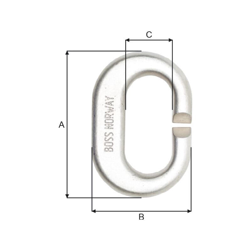 Split links — Stainless steel (BOSS DL18S–BOSS DL22S) — manufacturer dimension drawing