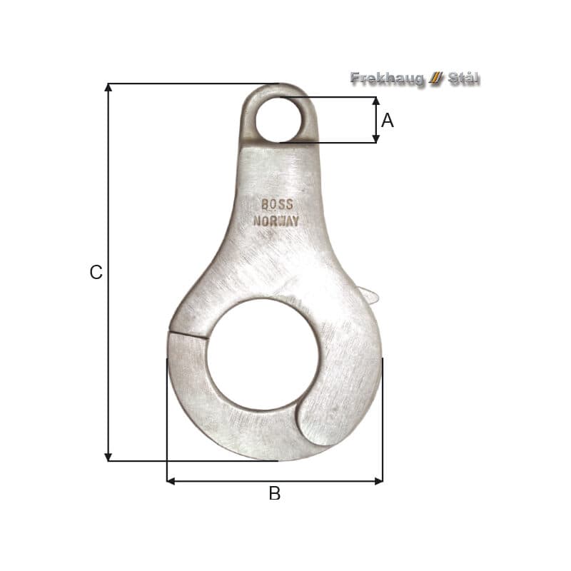 Towing hooks — Stainless steel — manufacturer dimension drawing