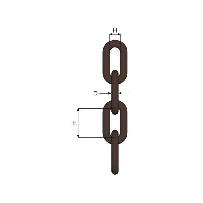 Chains — Grade 2, Bright, Mid link — manufacturer dimension drawing