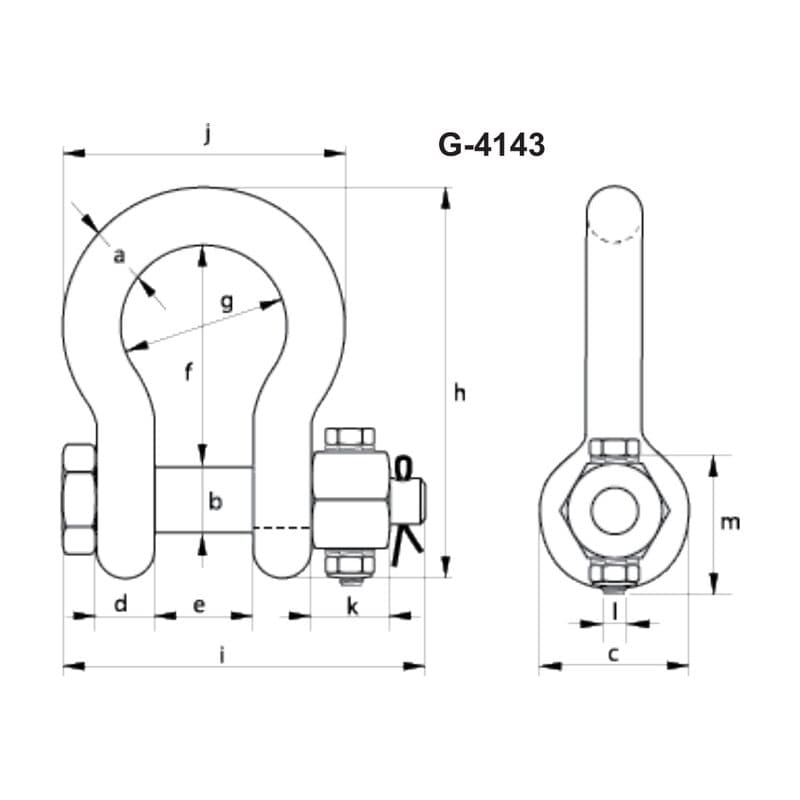 Bow shackles FN — manufacturer dimension drawing