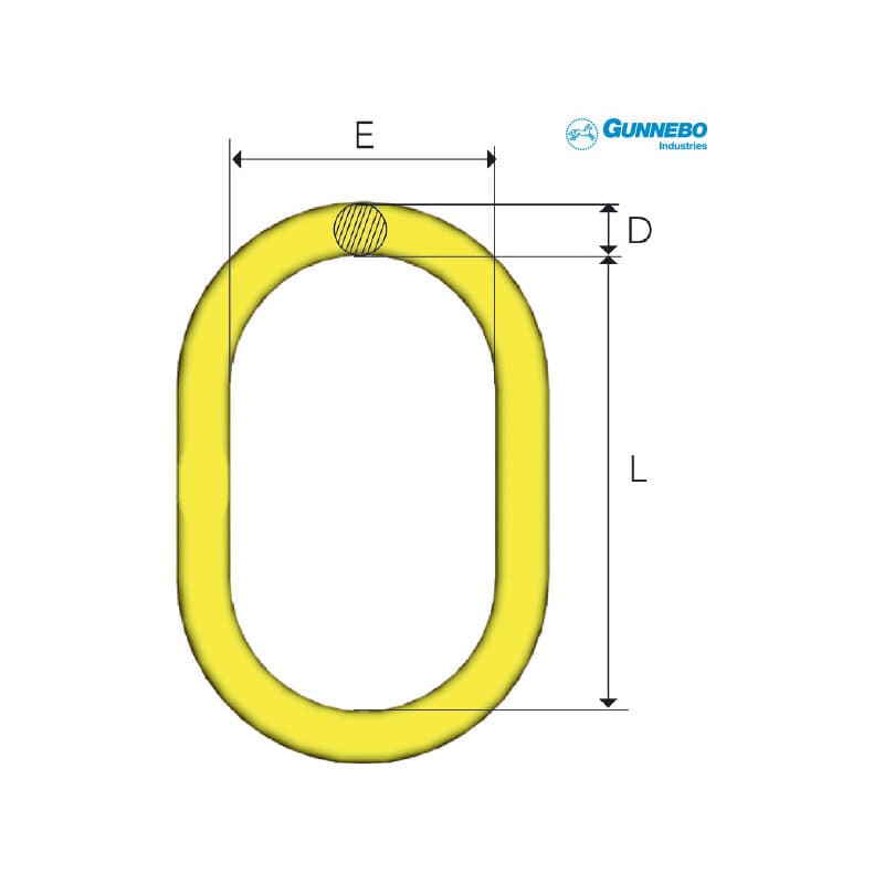 Masterlinks — Grade 10, Yellowpainted — manufacturer dimension drawing