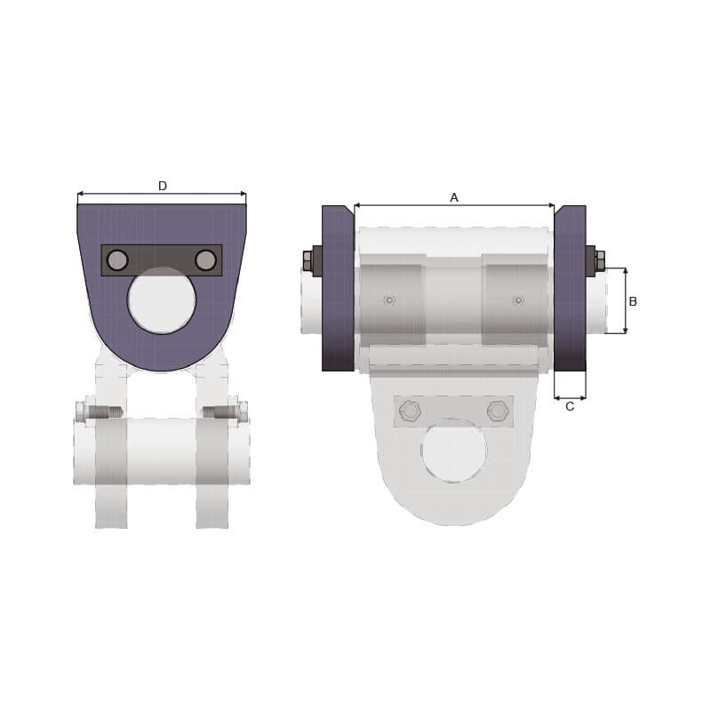 Mounting plates between hinge suspension & shipconstruction — manufacturer dimension drawing