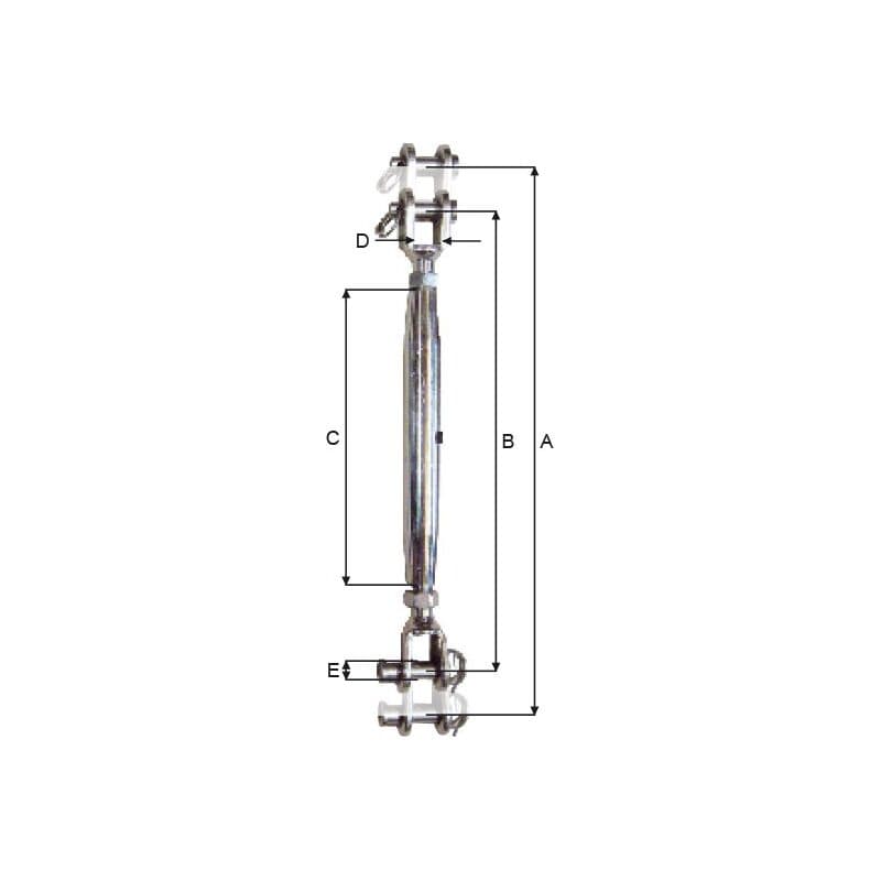 Rigging screws — Stainless steel — manufacturer dimension drawing