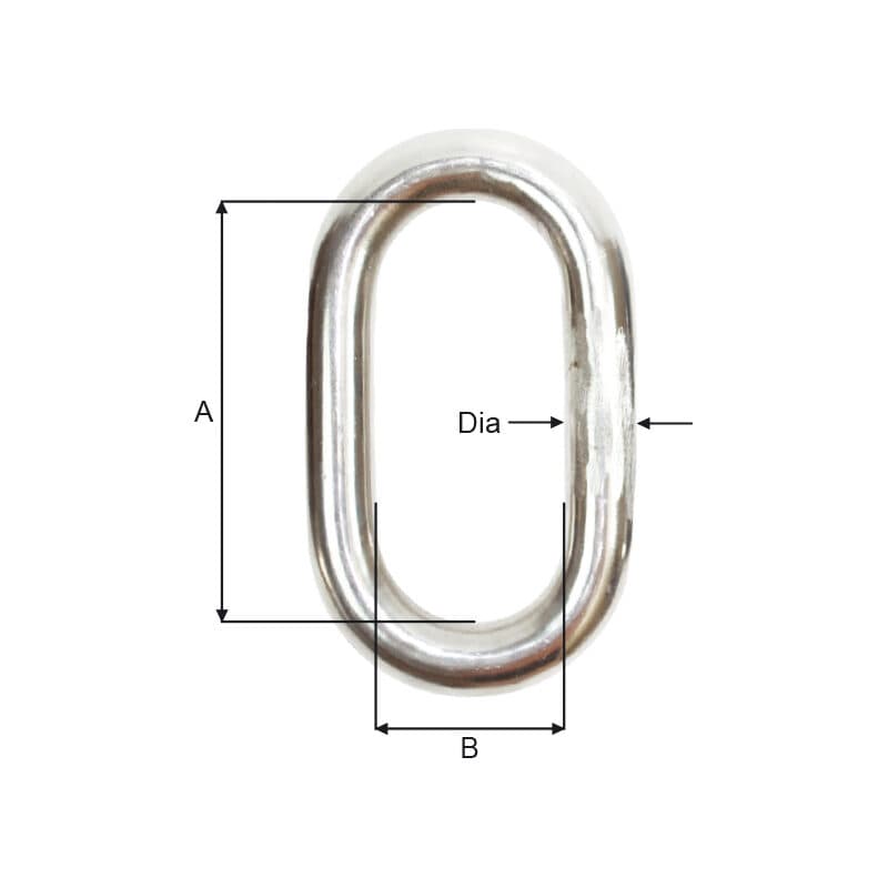 Rings — Oval, Stainless steel — manufacturer dimension drawing