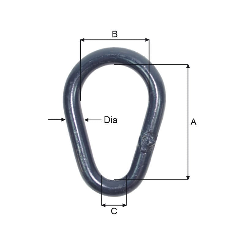 Rings — Pear, Steel, Blue painted — manufacturer dimension drawing