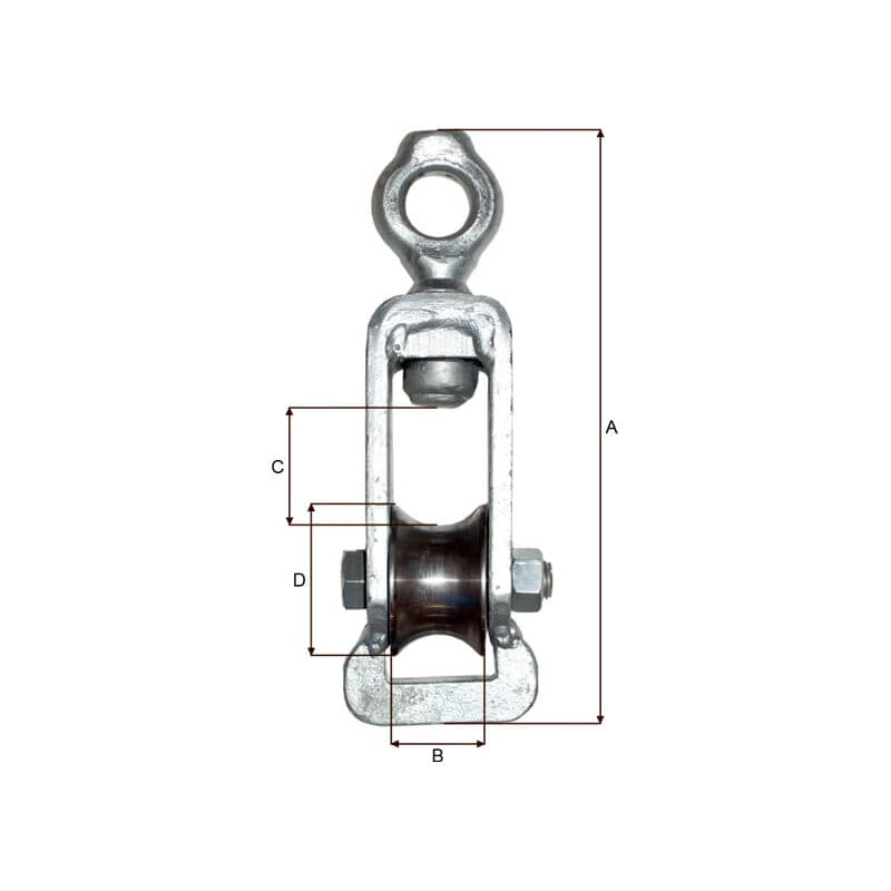 Rollers with bow — Galvanized — manufacturer dimension drawing