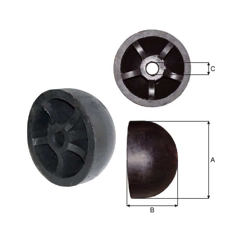 Rubber bunt bobbins — manufacturer dimension drawing