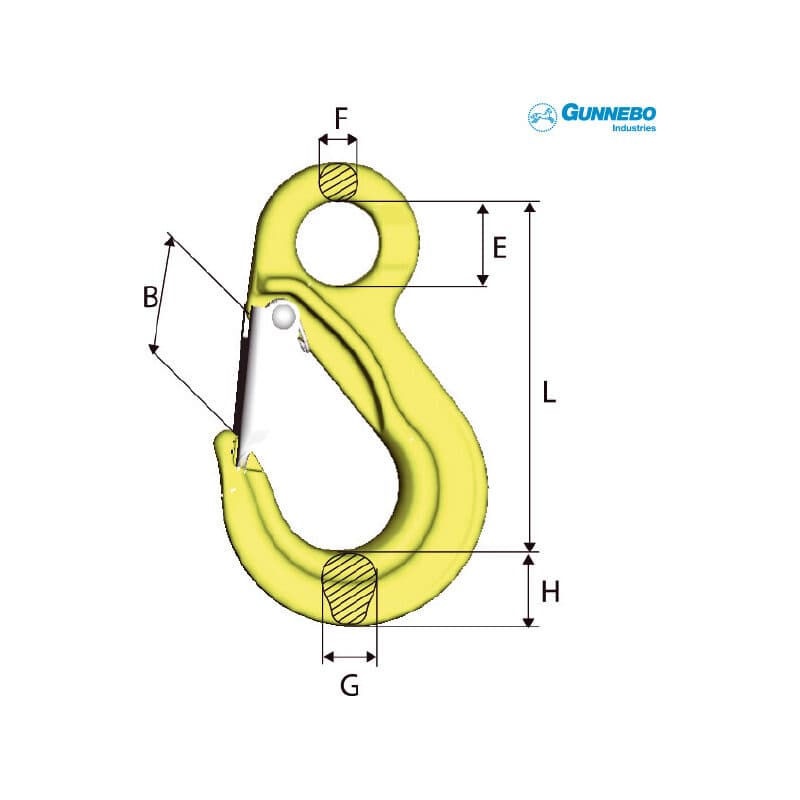 Sling hooks EKN — With latch — manufacturer dimension drawing