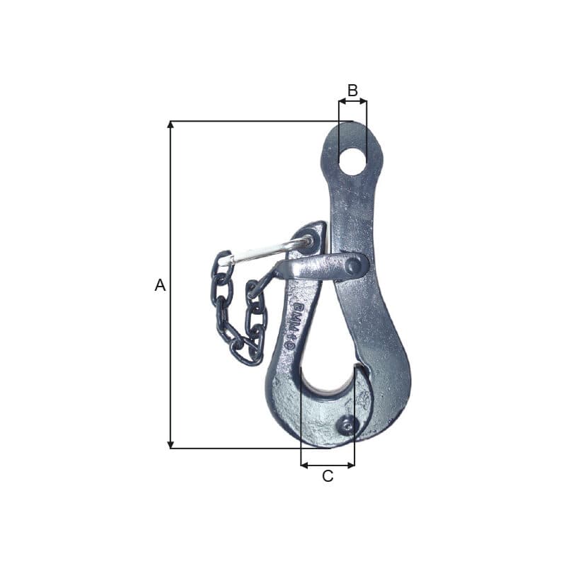 Slip hooks — Blue painted — manufacturer dimension drawing