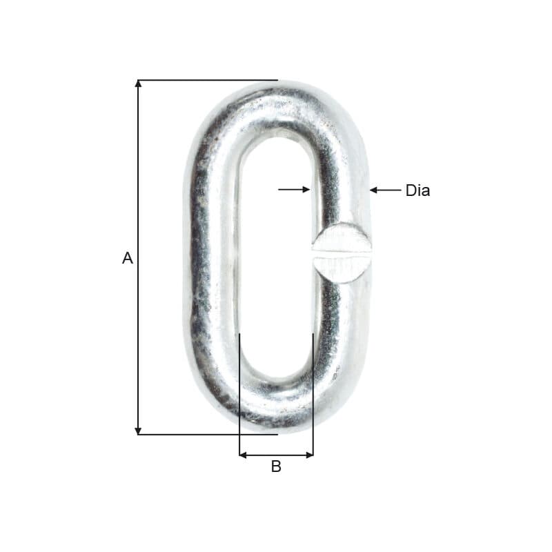 Split links — Galvanized — manufacturer dimension drawing