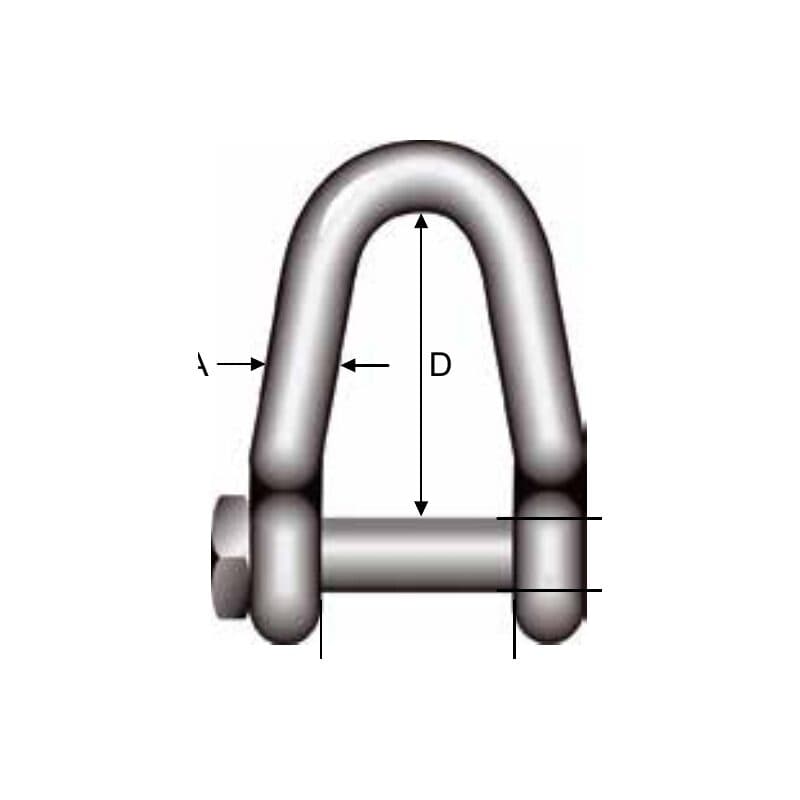 Steel shackles — Blue, Vee type — manufacturer dimension drawing