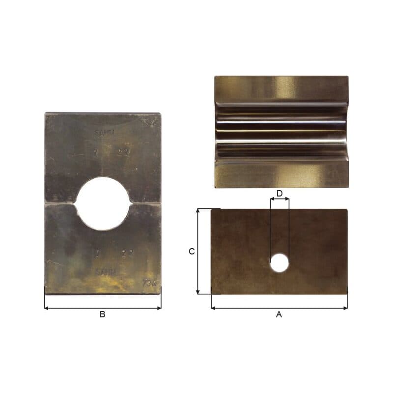Swaging dies for steel ferrules — manufacturer dimension drawing
