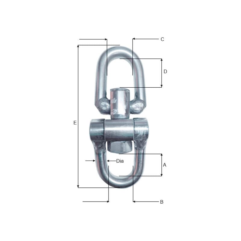 Swivels — Stainless steel, Flex, Double — manufacturer dimension drawing