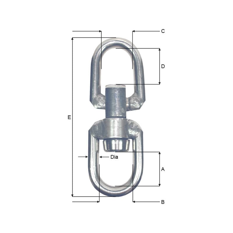 Swivels — Stainless steel, Flex — manufacturer dimension drawing