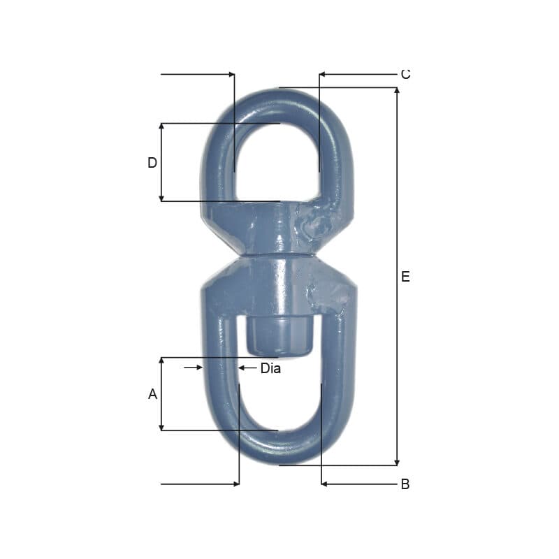Swivels — Steel, Blue painted (A28ST–A38ST) — manufacturer dimension drawing