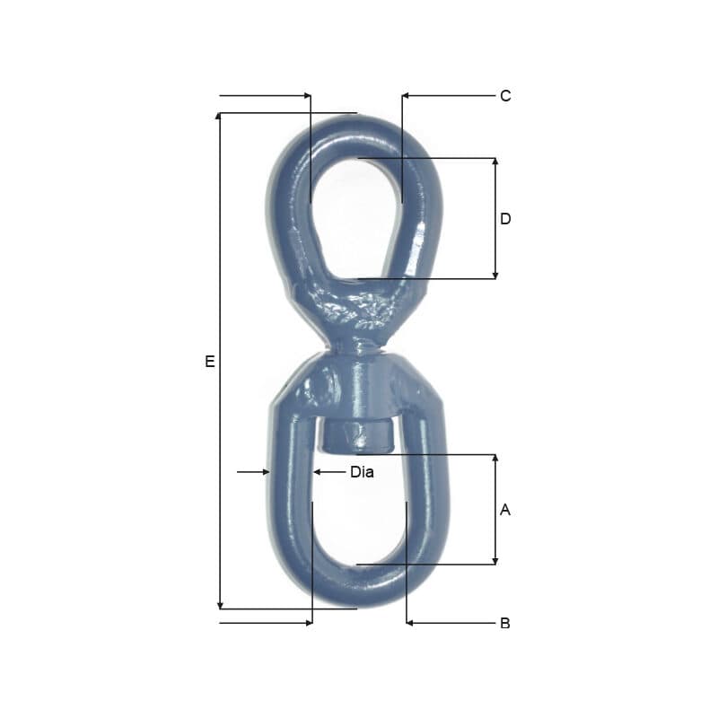 Swivels — Steel, Blue painted (A08STG–A19ST) — manufacturer dimension drawing
