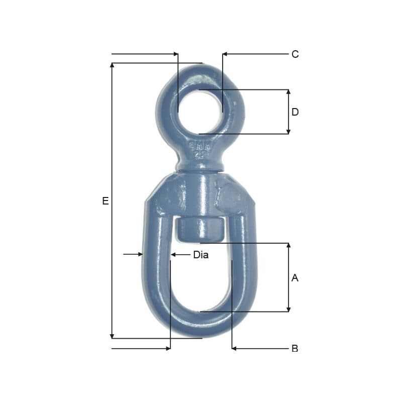 Swivels — Steel, Forged, Blue painted — manufacturer dimension drawing