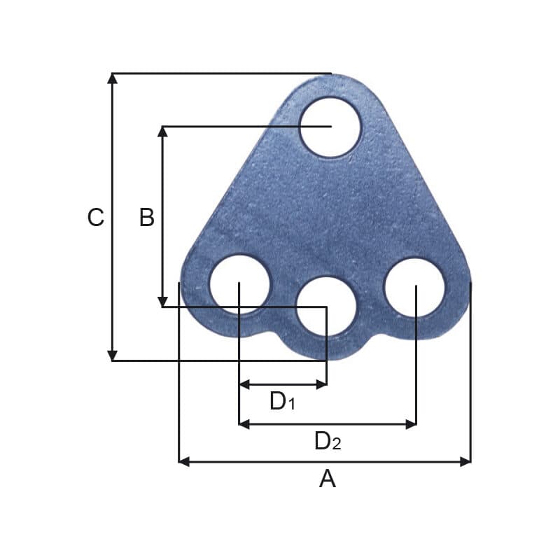 Triangles with 4 holes — manufacturer dimension drawing