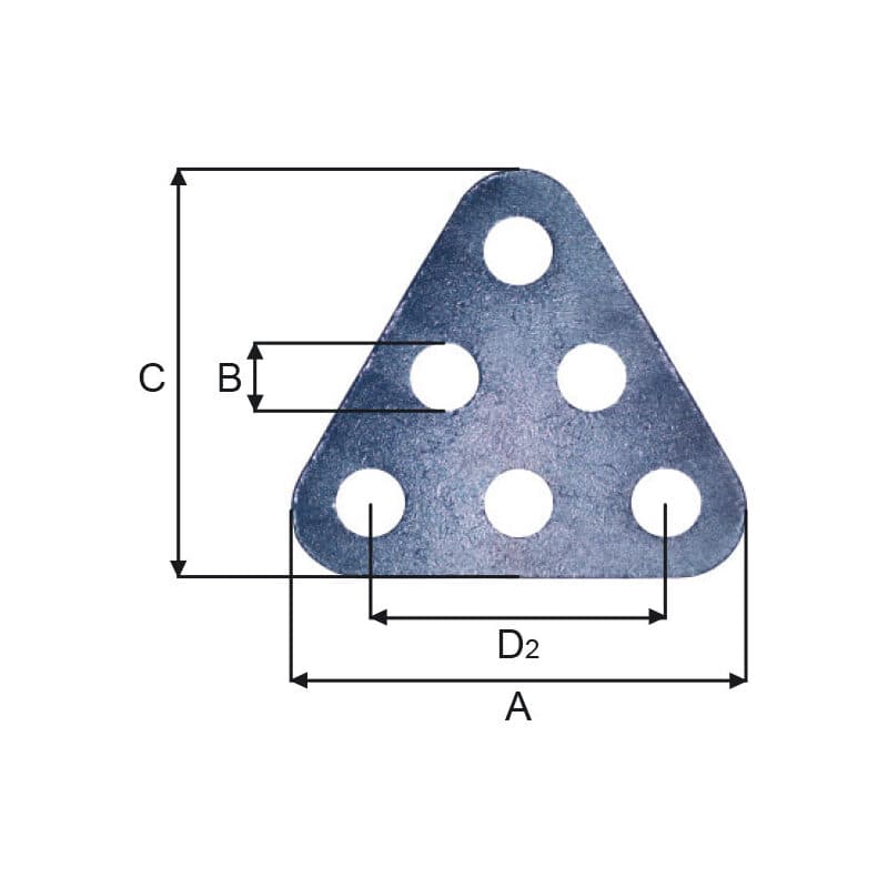 Triangles with 6 holes — manufacturer dimension drawing