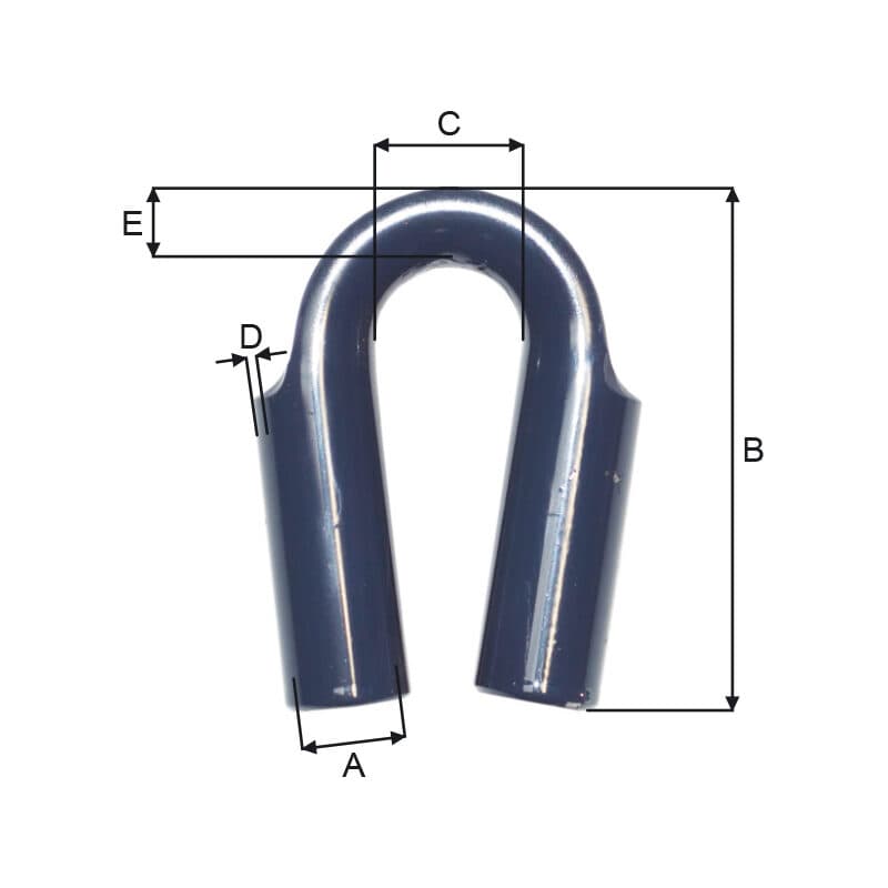 Wire thimbles — Blue painted (G712–G760) — manufacturer dimension drawing