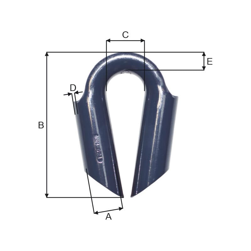 Wire thimbles — Blue painted (G215–G235) — manufacturer dimension drawing