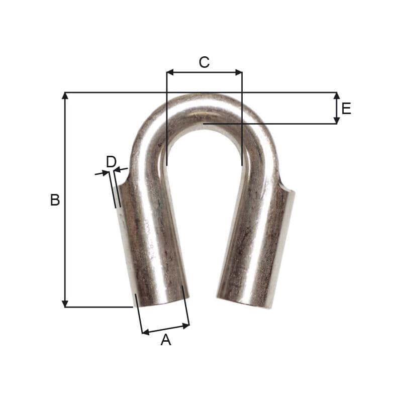 Wire thimbles — Stainless steel (G808–G868) — manufacturer dimension drawing
