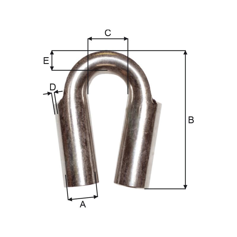 Wire thimbles — Stainless steel (G512–G521) — manufacturer dimension drawing